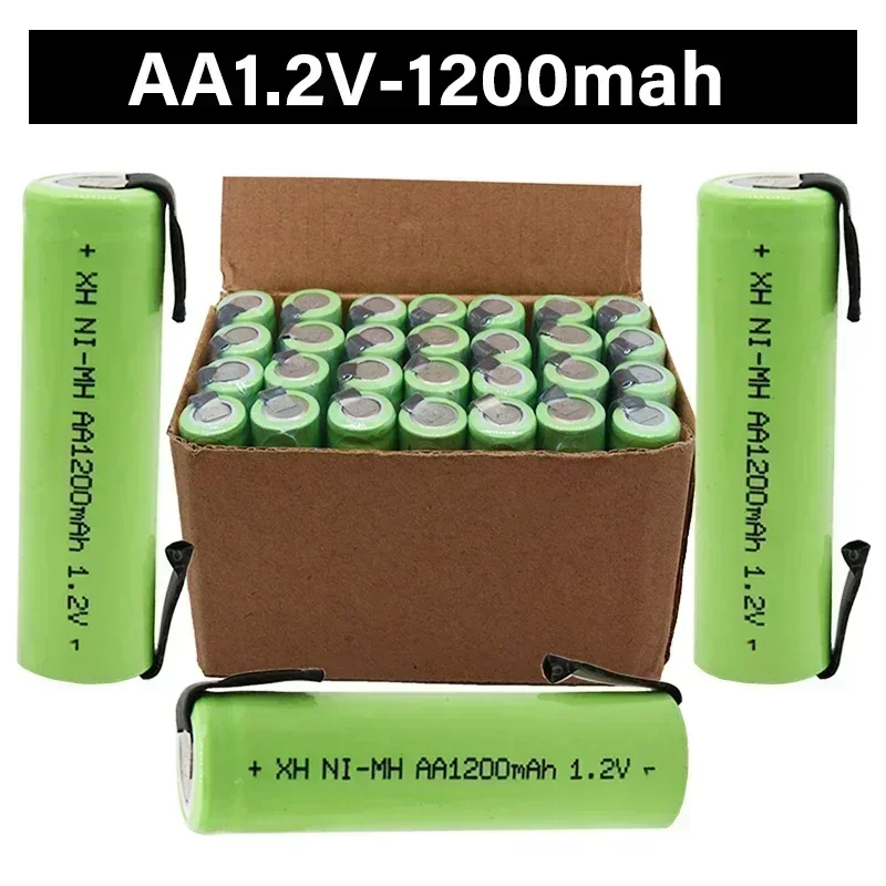 100% original 1.2V AA battery, rechargeable battery, 1200mAh, nickel hydrogen battery, with soldering pin