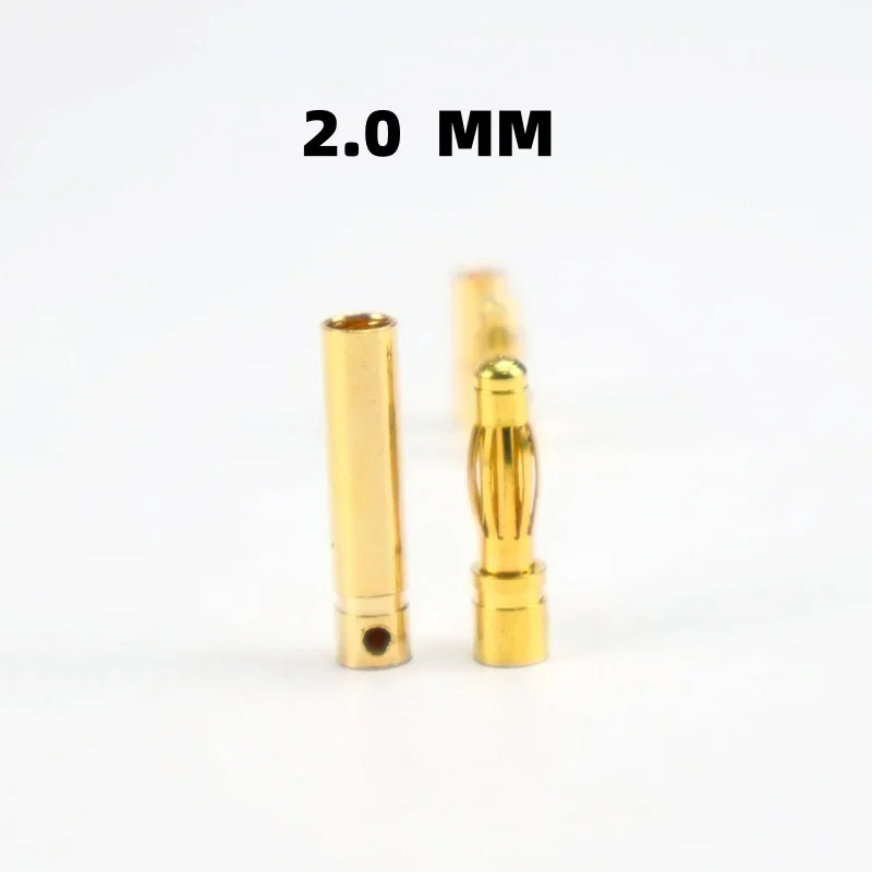 Plugue conector banana bala dourada 2.0mm-8.0mm para bateria esc lipo rc universal fit acessórios eletrônicos rc 20 peças