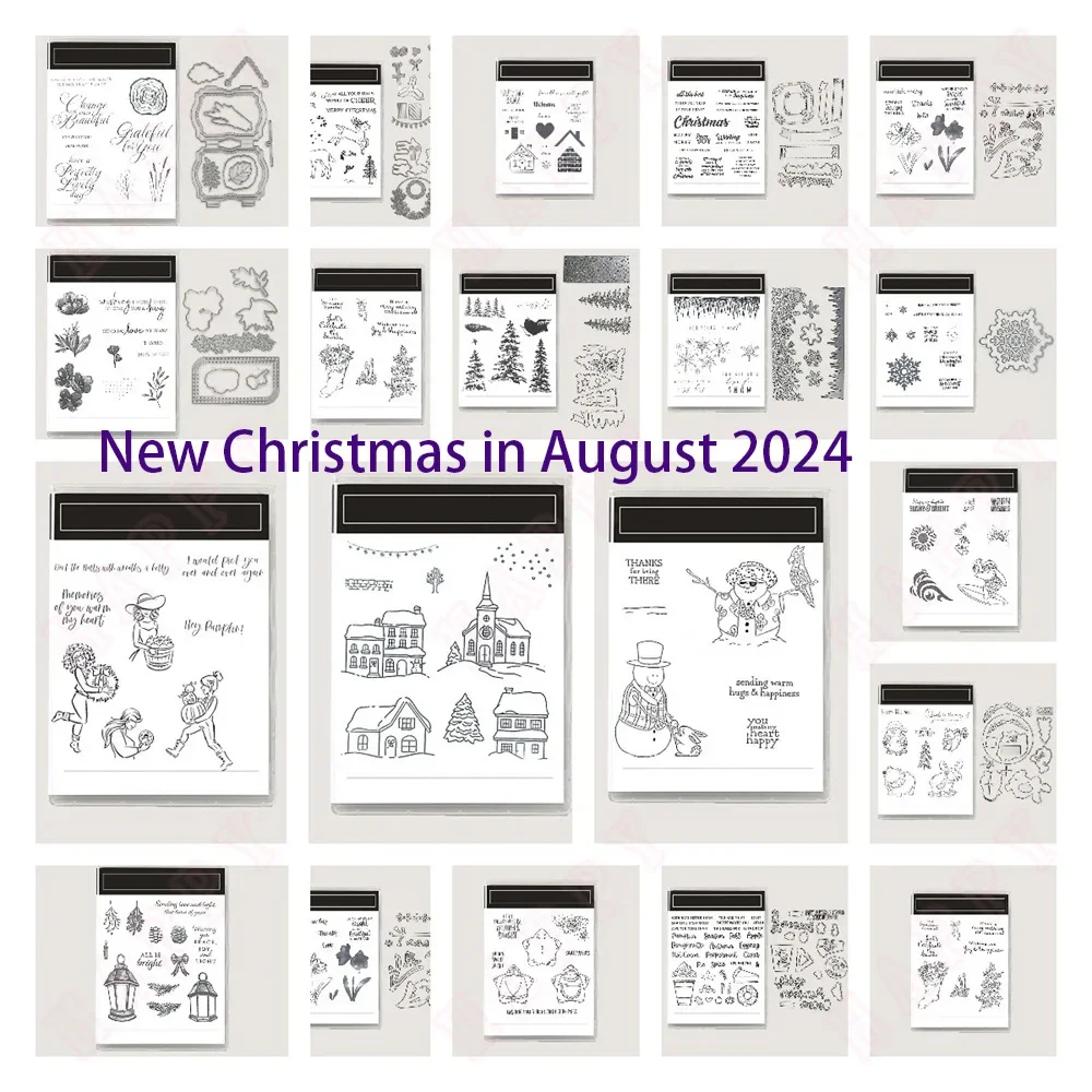 New Christmas in August 2024 Metal Cutting Dies Snowman Christmas House Stamps Die For DIY Scrapbook Album Craft Card Decoration