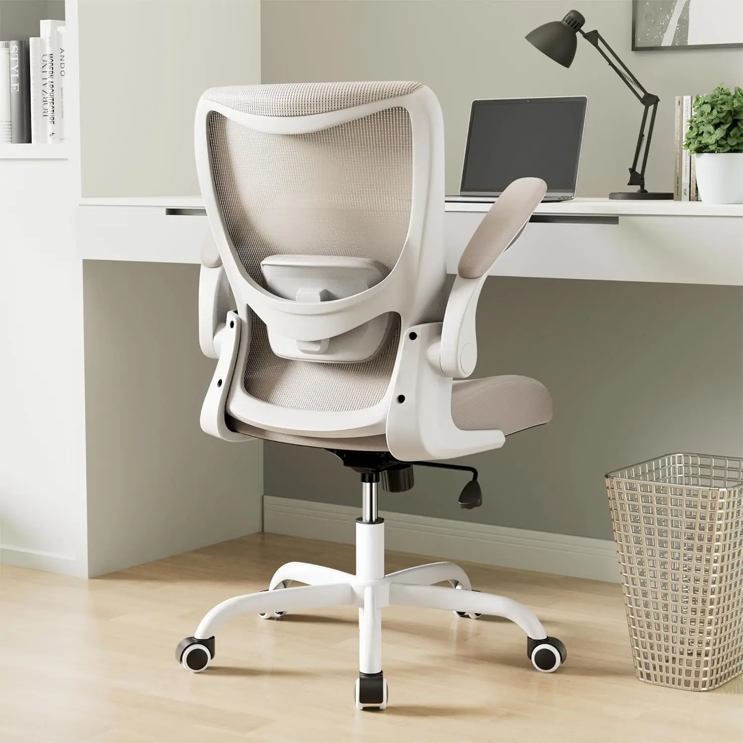 Office Chair, Ergonomic Desk Chair with Adjustable Lumbar Support and Flip up Armrest, Breathable Mesh Computer Chair for Home