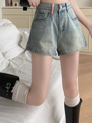 Girls Korean High Waist Denim Wide Leg Shorts Women High Street Y2k Short Pants Female Fashion Blue Hot Slacks Jeans Plus Size