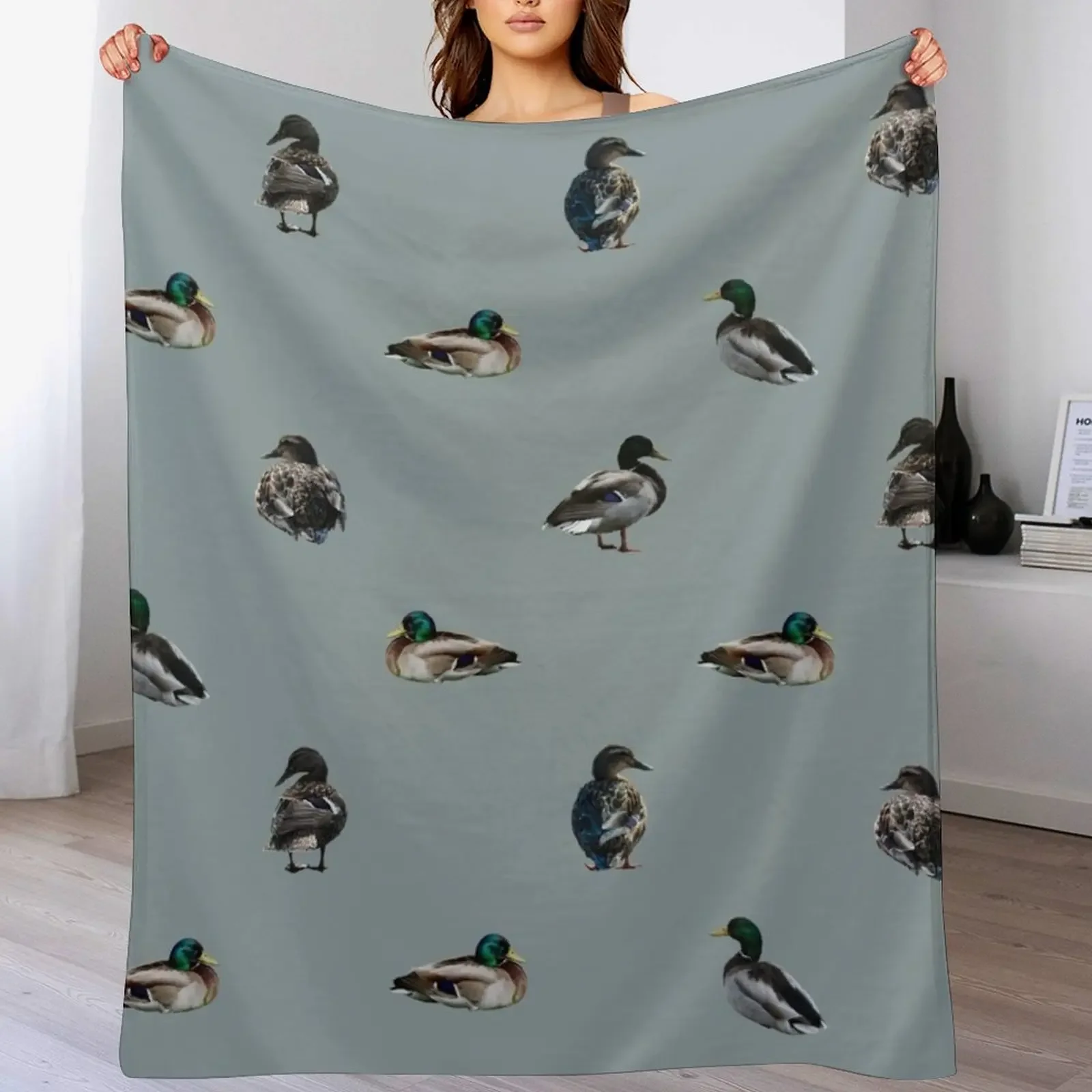 Mallard Duck Pattern Print Throw Blanket Color Fast Cozy Throw Blanket