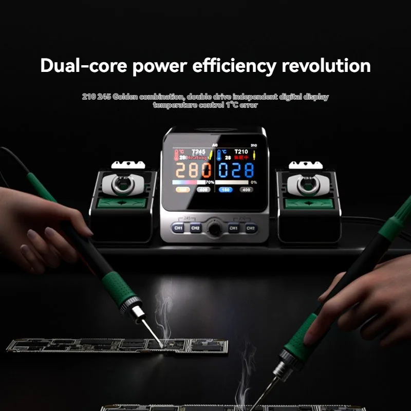 TBK310 Dual Station Soldering Station Dual Heating Core For Wiring Factory Cable Connector Continuous Solder Processing Tasks