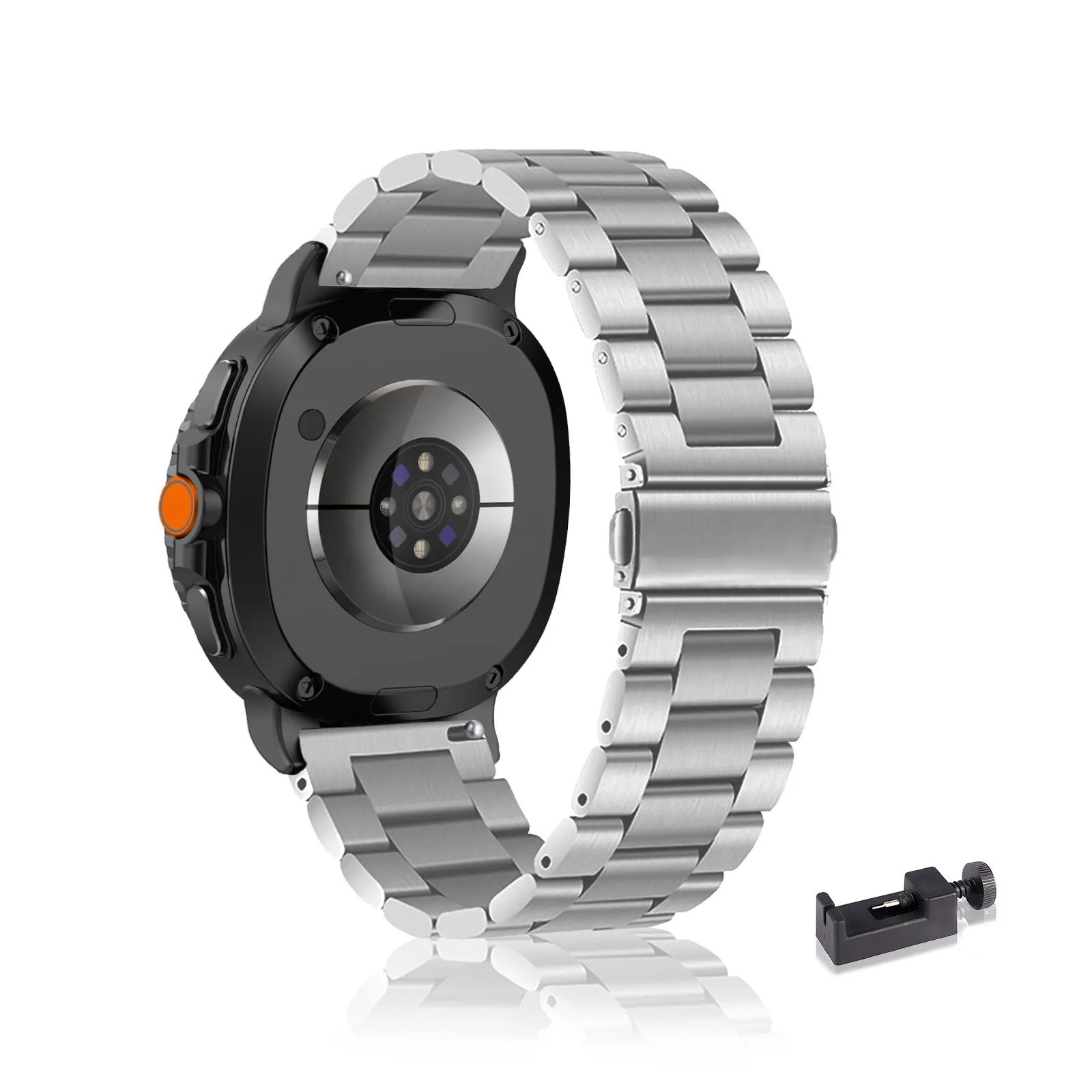 

Stainless Steel Bands for Samsung Galaxy Watch Ultra 2/Watch 8 Classic Band, Three Columns Metal Replacement Strap