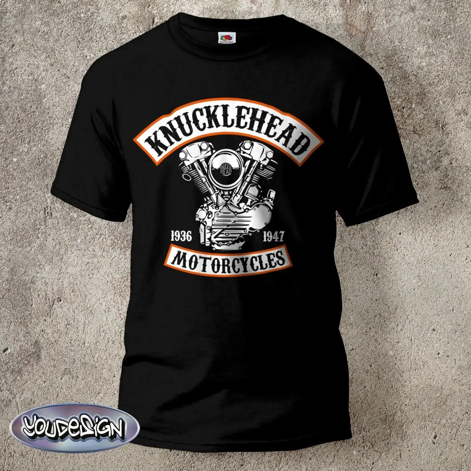 Knucklehead Motorcycle T Shirt Cult Legends Motor Cylinder S 5XL vintage Washed Comfortable fashion homme Versatile Slightly