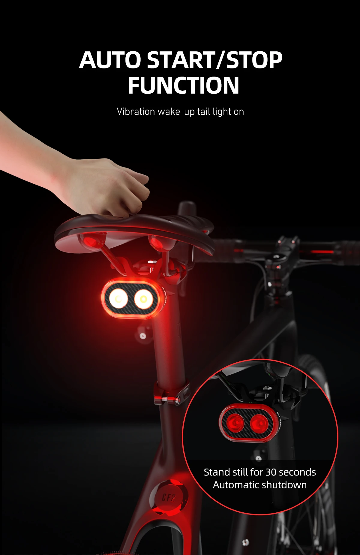 RockBros Set di luci LED ricaricabili per bicicletta luce anteriore e posteriore RockBros Set di luci LED ricaricabili per bicicletta luce anteriore e posteriore