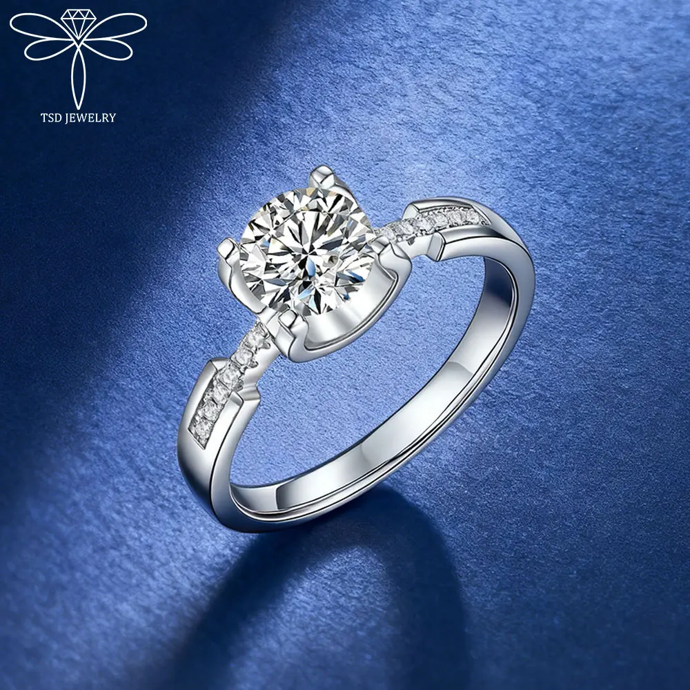 

Кольца из стерлингового серебра 925 пробы с нестандартным муассанитом 1 карат, круглые кольца-пасьянс со сверкающими бриллиантами, кольца вечности, женские свадебные украшения