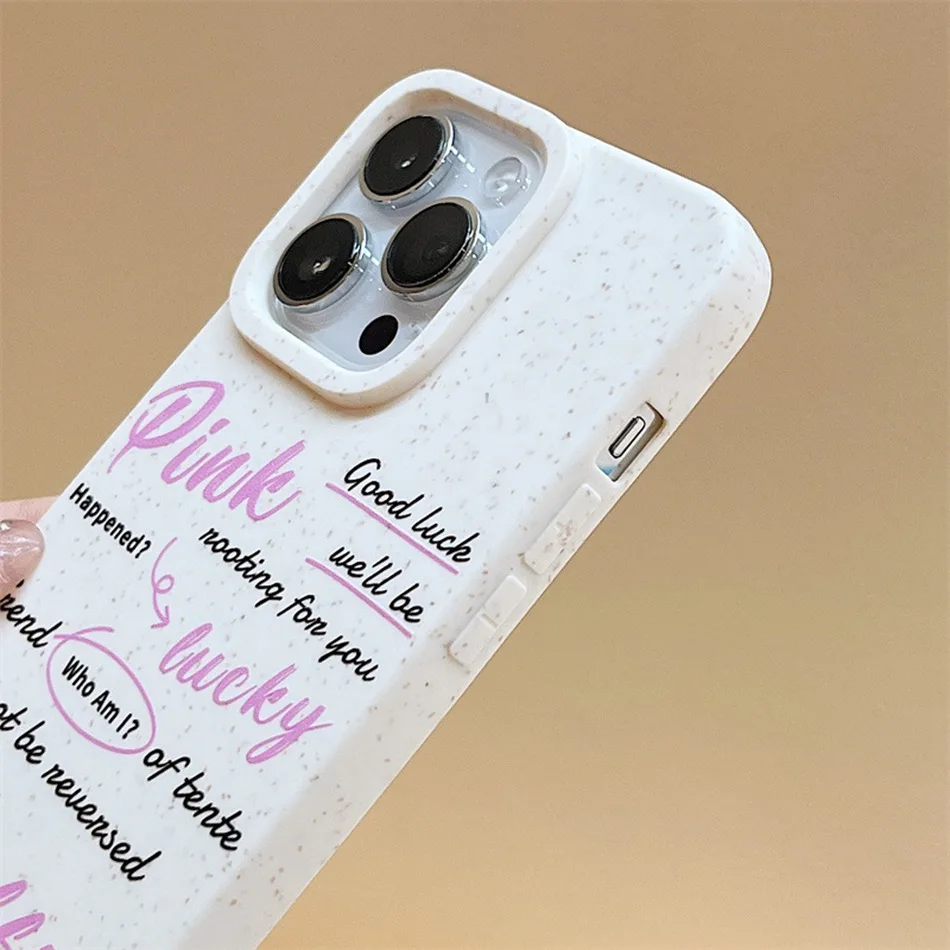 Biodegradable Wheat Phone Case For iPhone 15 14 Plus 13 12 11 Pro Max XR XS Max 6 7 8 Plus Fashion INS Letter Print Soft Cover image 6