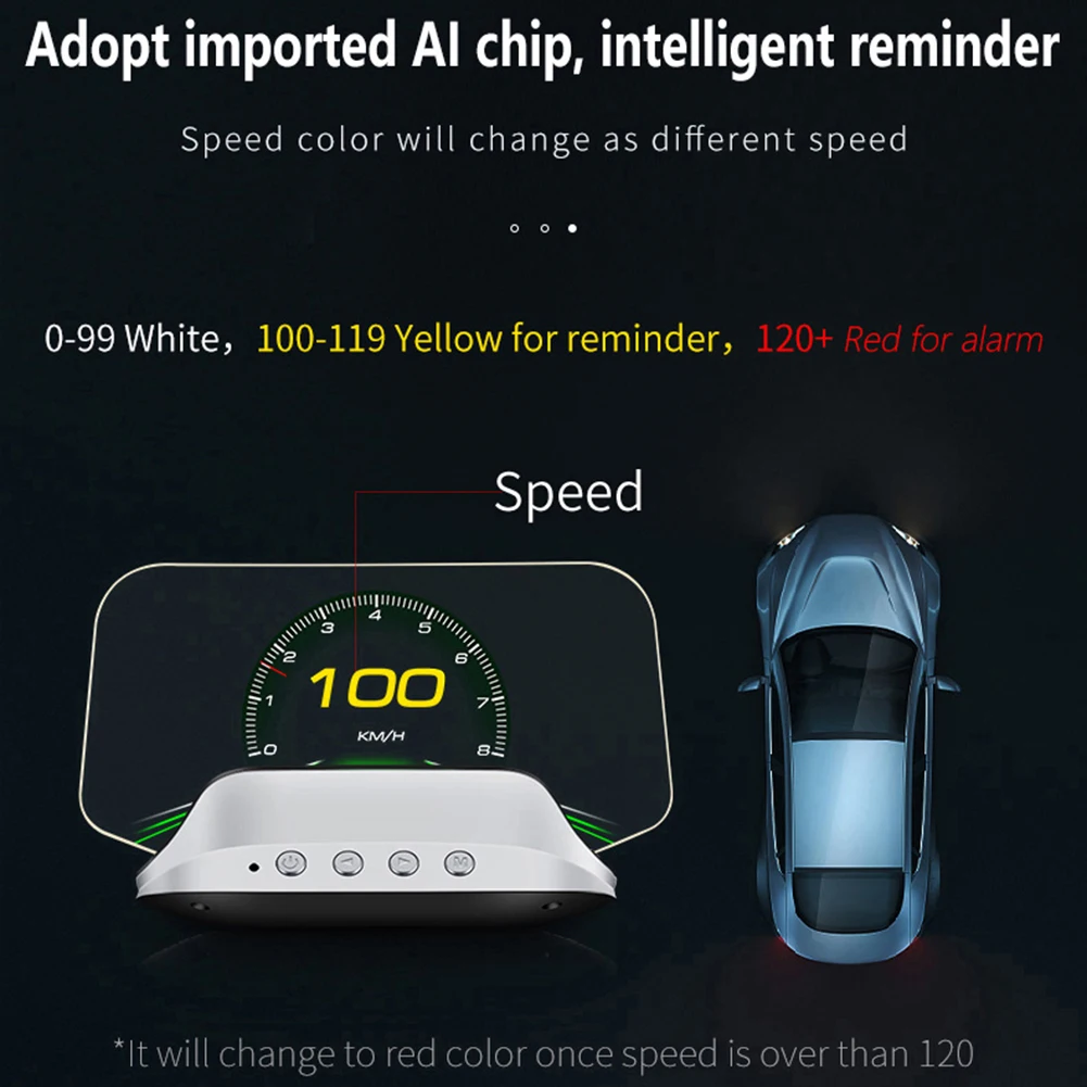 HUD Car HUD Black+Silver Brake Test Accessories Clear Fault GPS Navigation OBD2 OBD2 Cable Parts Replace Speedometer