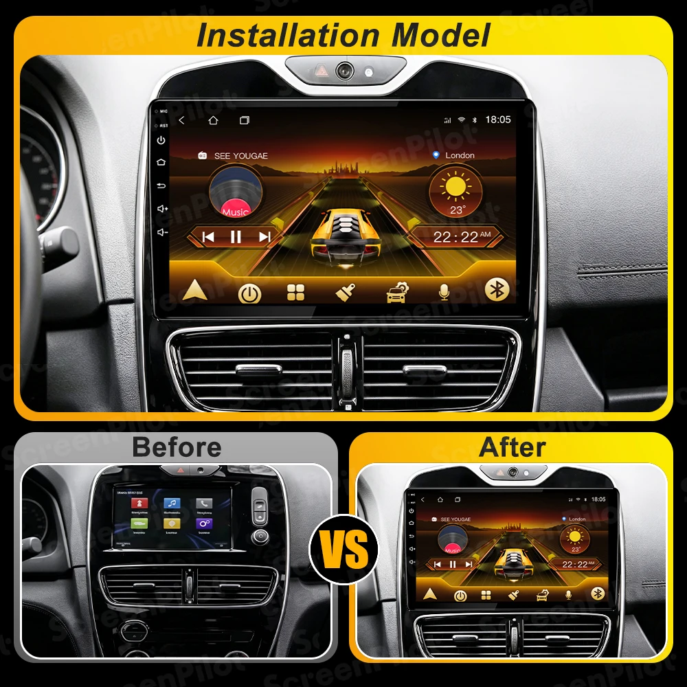 Android 16 For Renault Clio 3 4 2012-2018 Car Radio Stereo Head Unit  Multimedia Video Player GPS Navigation 2K QLED 9 Inch RDS
