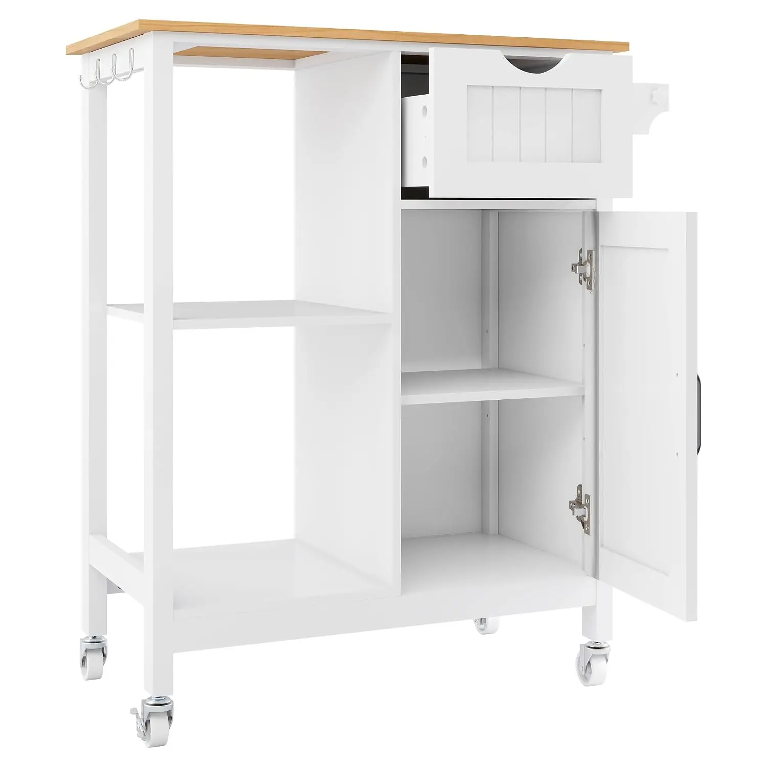Kitchen Island Cart with Storage & Drawer, Rolling Table on Wheels with Spice Rack, Mobile Cart for Small Kitchen, Customized