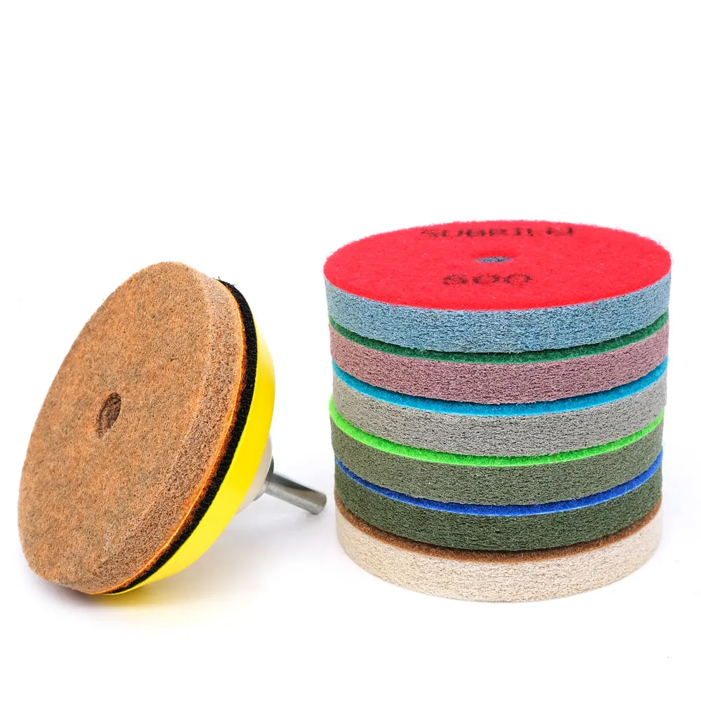 4 Inch Diamond Polishing Pads Kit Sponge Diamond Buffing Disc For Marble Grantie Concrete Floor With Backer Pad M14 5/8-11