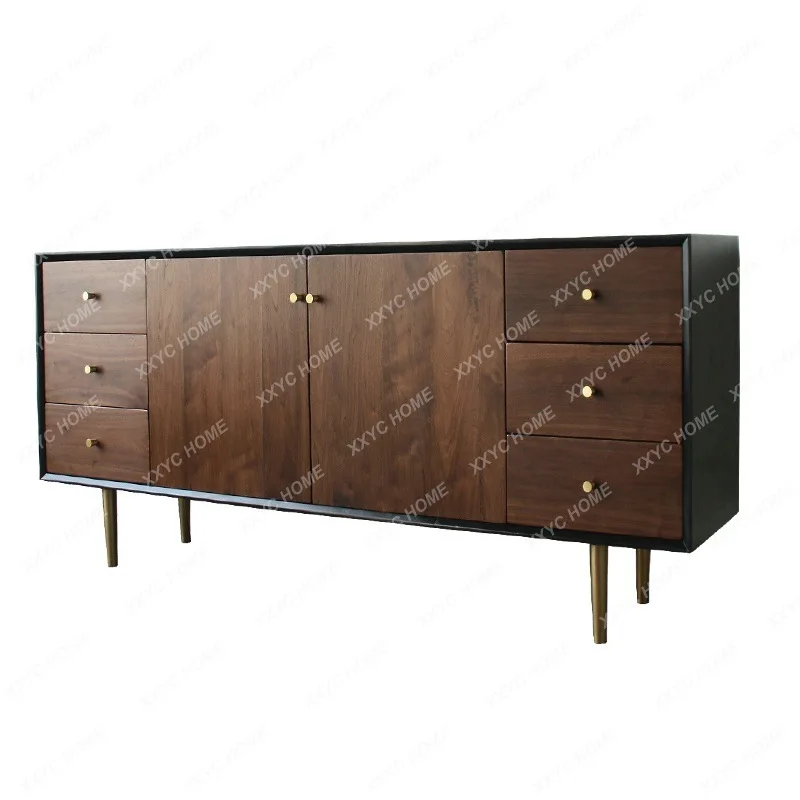 

Nordic Modern Black Walnut Solid Wood Sideboard Storage Tea Foyer Doorway Display Living Room TV