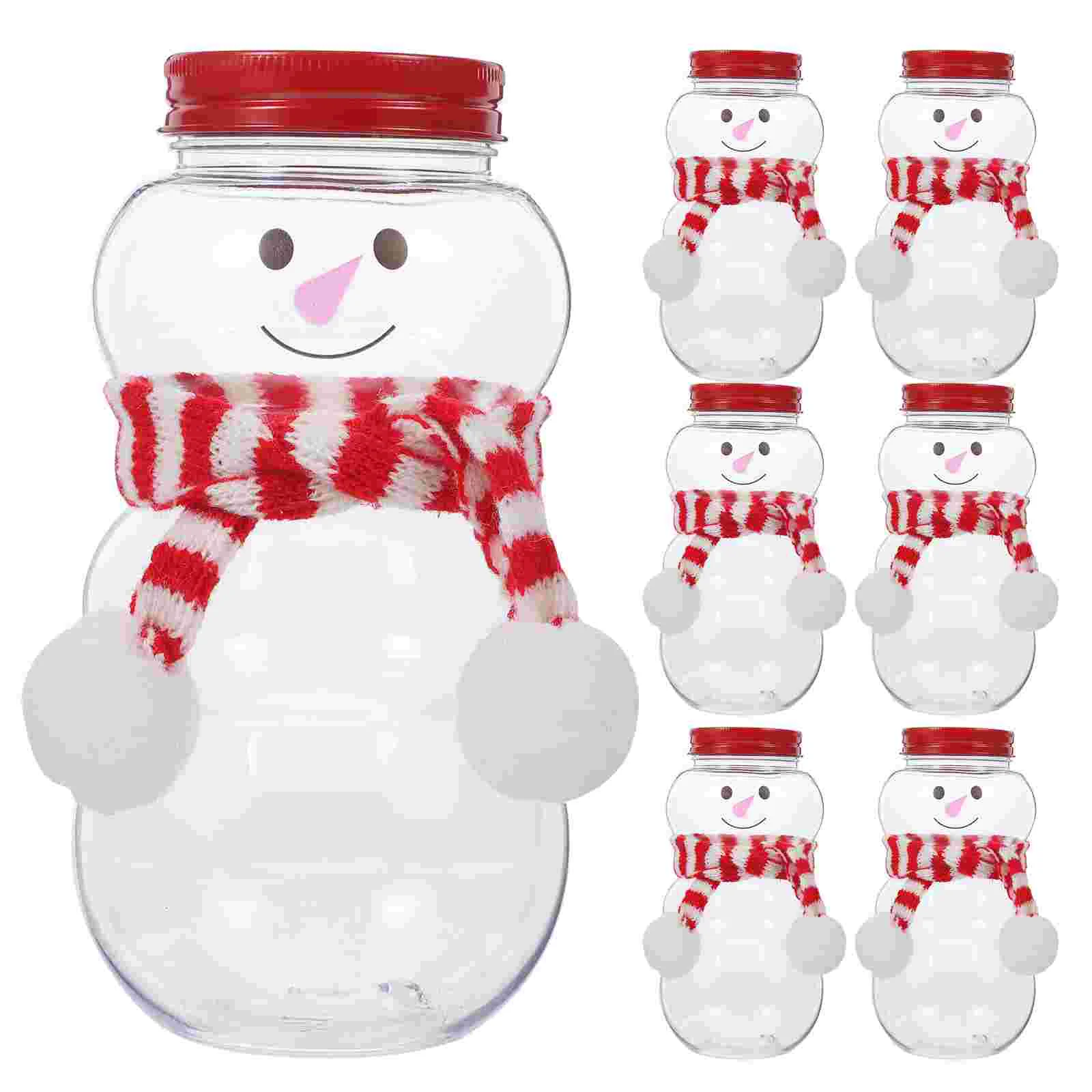 

10 Sets Milk Bottles with Lids Candy Jars Christmas Tea Party Beverage Gift Snowman Juice Sand Portable Empty for Adorable