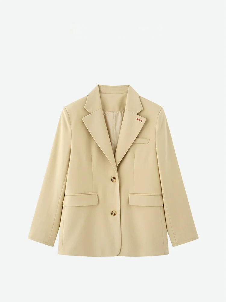 

Loose Casual Women's Suit Jacket High Quality Polyester Fabric Pure Color Long Sleeve Button up Casual Wear Dragon Xier