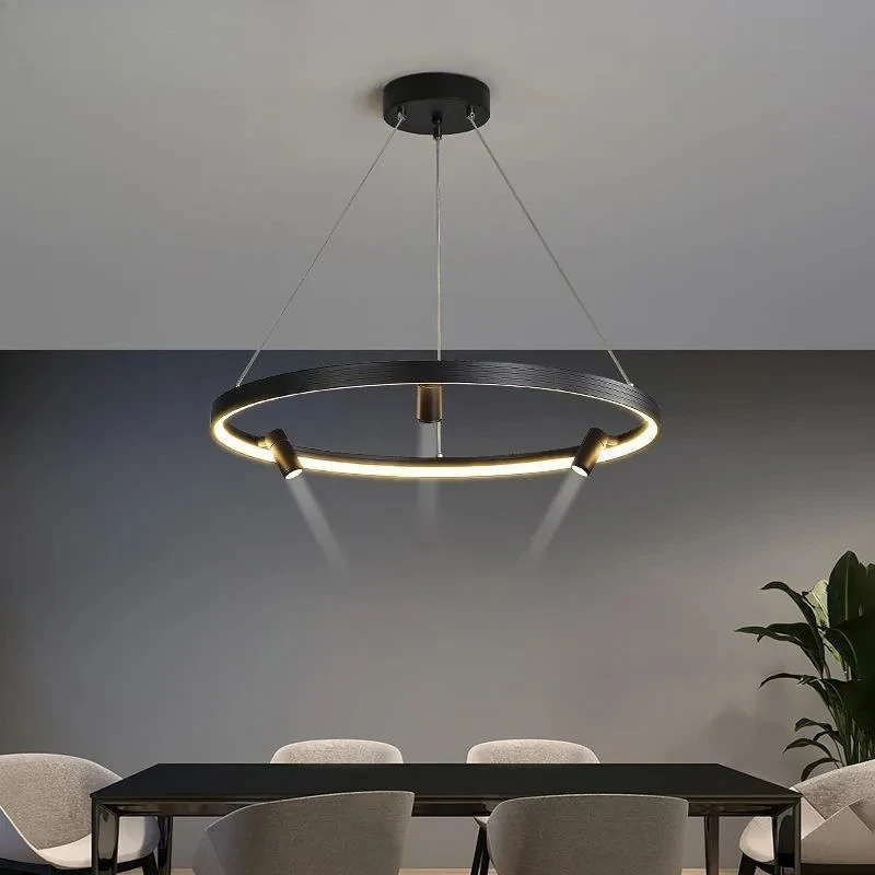 

Remote Dimming Circle Modern LED Chandelier Lights Living Dining Room Pendant Bedroom Hall Lamps Indoor Lighting