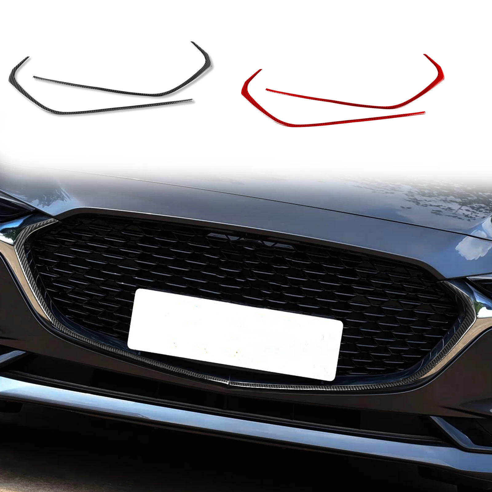 Real Soft Carbon Fiber For Mazda 3 Axela 2019-2026 Car Center Net Frame Trim Customizable Car Sticker Interior Accessories 3