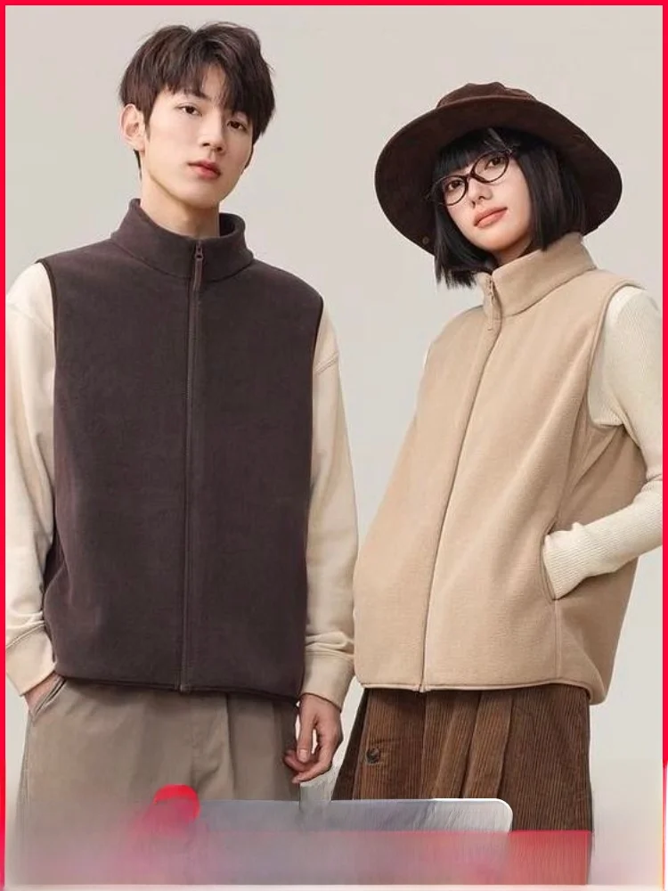

Thermal Fce Vest ex Thiened Windproof Warm Casual Sle for Winter Outdoor Couple Matching Zipper Closure Color