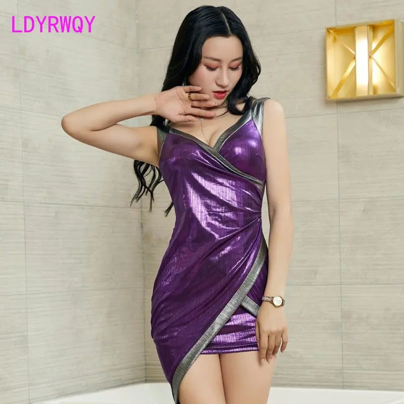 New Women's Sexy Dress Nightclub Deep V-Neck Slim Slimming Technician