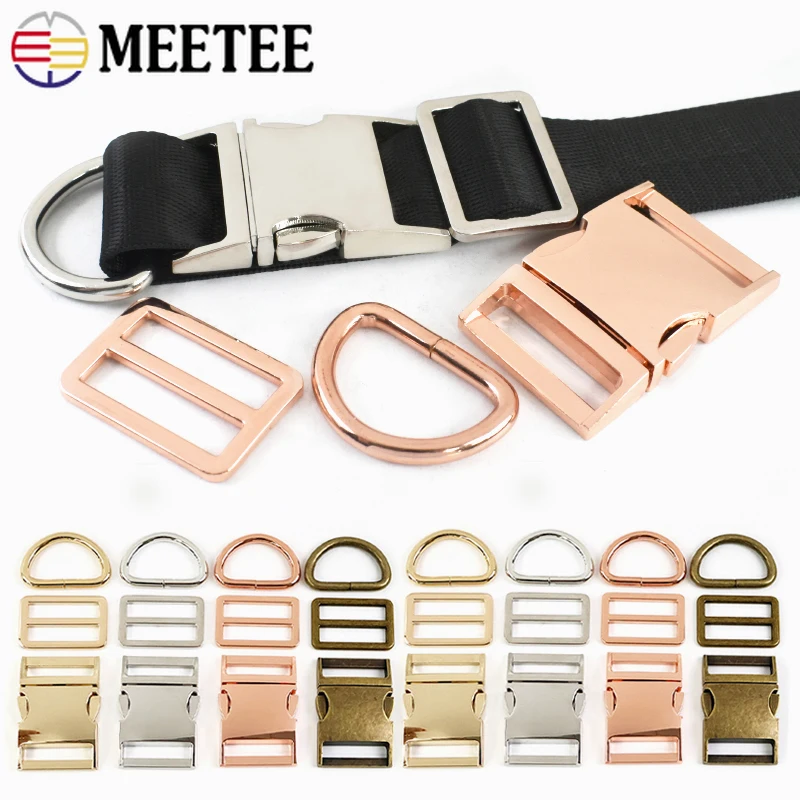 

2Sets 15-38mm Metal Belt Buckles D Ring Backpack Release Buckle Bag Strap Pet Collar Adjust Tri-Glide Slider Clasp Accessories