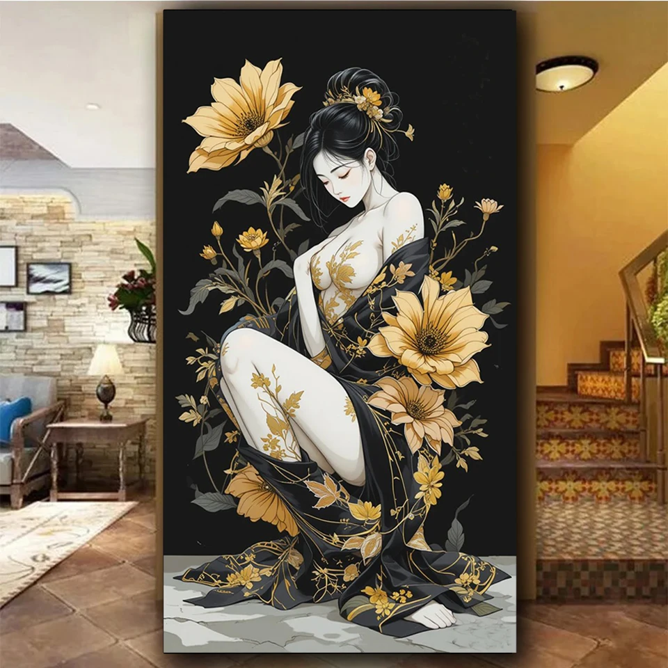 

Vibrant Abstract Japanese Chrysanthemum Beauty Diy diamond painting Art Full Round diamond art Mosaic Jewelry cross stitch