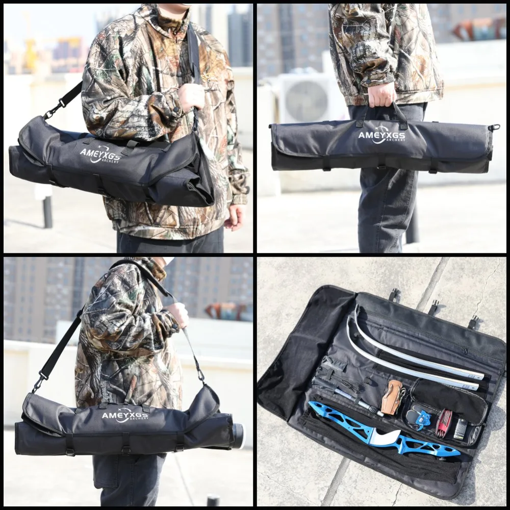 1pc Archery Recurve Bow Bag Backpack Shoulder Handle Canvas Takedown Split Bow Arrow Bag Foldable Hunting Accessories