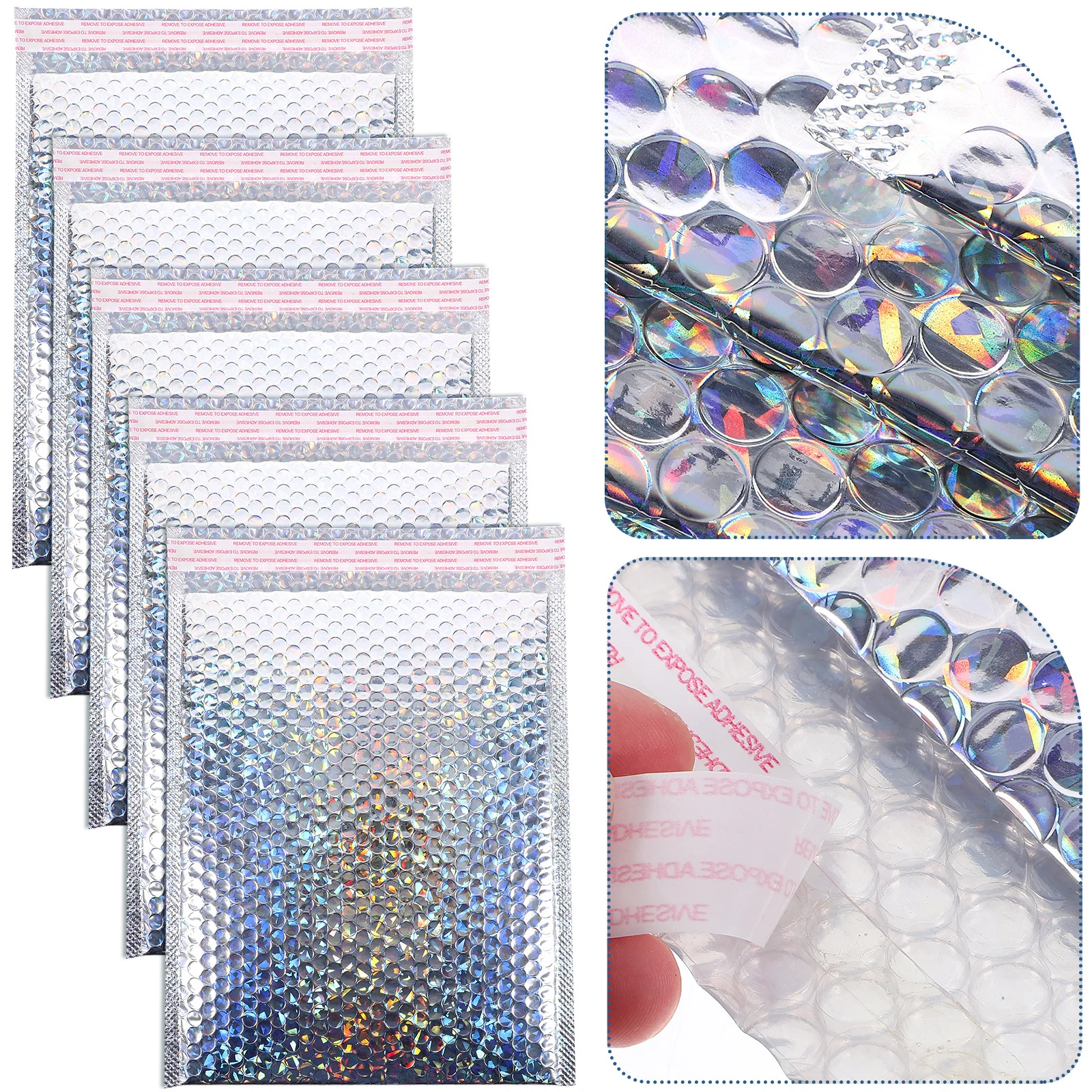 5Pcs Self Adhesive Bubble Packaging Bags Shock Absorption Sealing Shipping Bags for Clothing Mailing Storage Padded Envelope