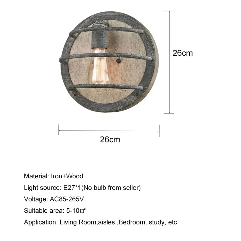 Industrial Wind Cast Aluminum Round Wall Lamp Indoor Outdoor Corridor Bathroom Can Be Used In Retro Style