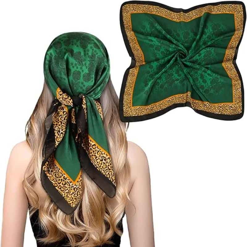

Fashion printed silk satin headscarf, women's shawl scarf, approximately 28 x 28 inches, suitable for all seasons