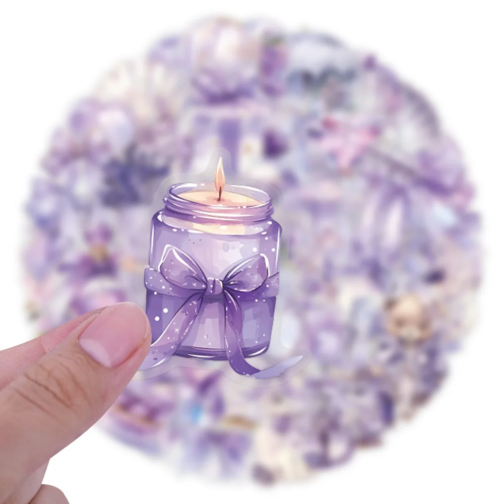 10/60PCS New Purple Transparent Stickers Dreamlike Decoration Coquette Graffiti DIY Toys Laptop Guitar Car Bike Cartoon Decals