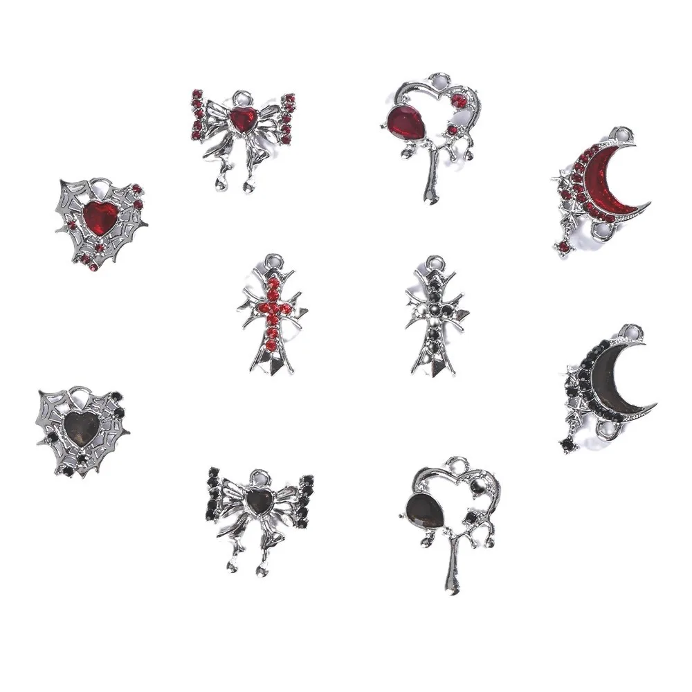 سلسلة مجوهرات على الطراز القوطي الداكن بتصميم عتيق يمكنك صنعها بنفسك، إكسسوار على شكل قلب على شكل فيونكة زيتية بالتنقيط