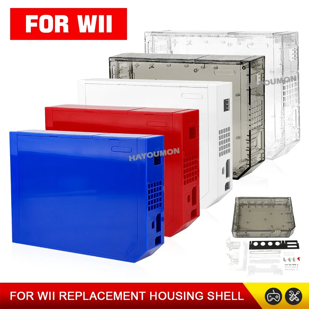 5 Farben mit Einzelhandelsverpackung, Gehäuseabdeckung, komplettes Gehäuse-Set, Ersatzteile für Wii-Spielkonsole, Reparaturgehäuse mit Tasten