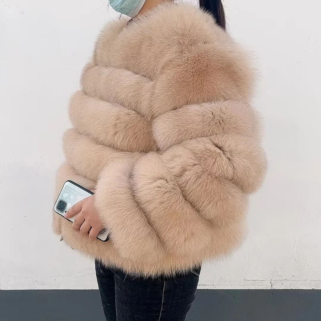 100% Natural Fur Jacket Real Fur Coat Winter Jacket Women Natural Fox Fur Luxury Fashion 50cm Short Jacket Wholesale Hot 2022