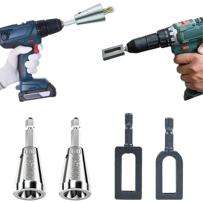 A26I-Wire Twisting Tool For Drill 4PCS - Cone Stripper & U-Hook Fence Twister 4PCS Carbon Steel Wire Twister For Drill