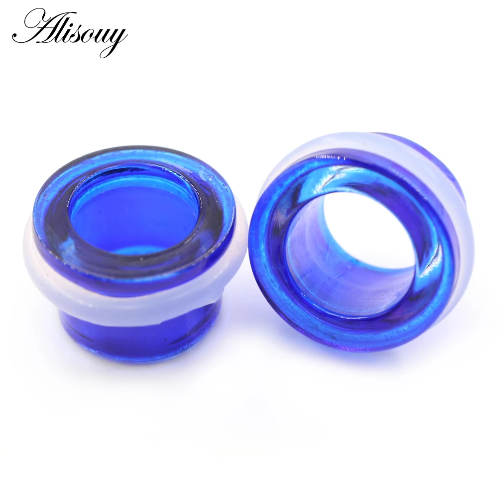 Alisouy 2 قطعة الاكريليك الشفاف الجوف الأذن الأنفاق المقابس المتوسع تفتق نقالة اللحم مقاييس متوهج ثقب مجوهرات للجسم