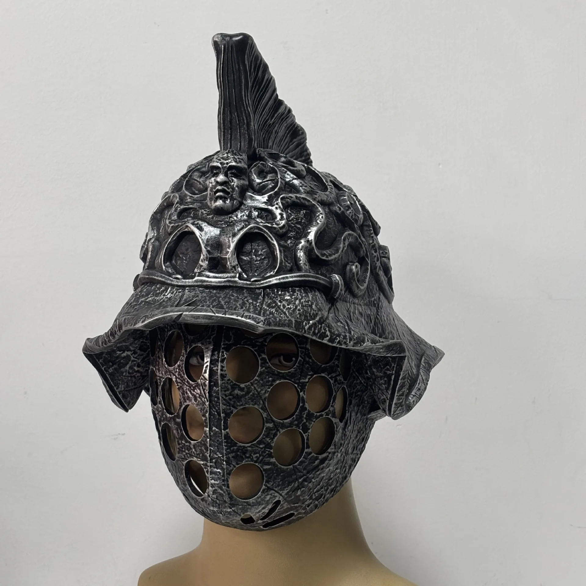 Kriegerhelm-Maske aus Latex, Vollkopfmaske für Halloween, Maskerade, Cosplay-Kostüm-Requisiten für Erwachsene – Detail 3
