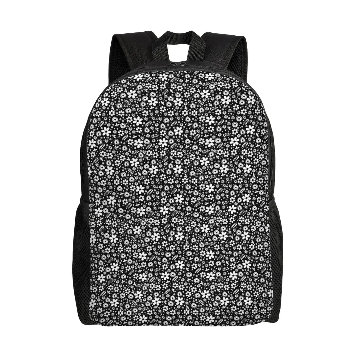 

Ditsy Floral Backpack Black and White Modern Backpacks Girl Outdoor Durable High School Bags Colorful Rucksack