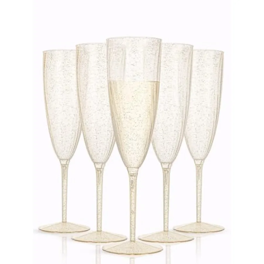 

Набор пластиковых фужеров для шампанского - одноразовые бокалы для шампанского с блестками - идеально подходят для свадьбы/дня рождения/празднования девичника/празднования рождения ребенка/и т.д.