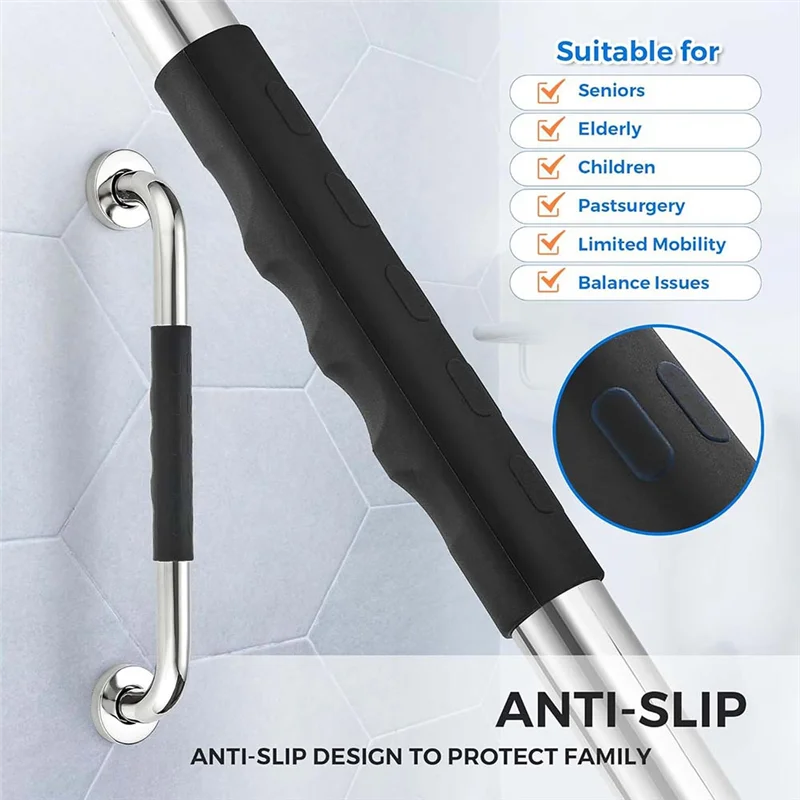 

A20F-Grab Bars For Shower,2 Pack 16 Inch Anti-Slip Shower Handle With Rubber Grip, Handicap Grab Bars For Elderly For Wall