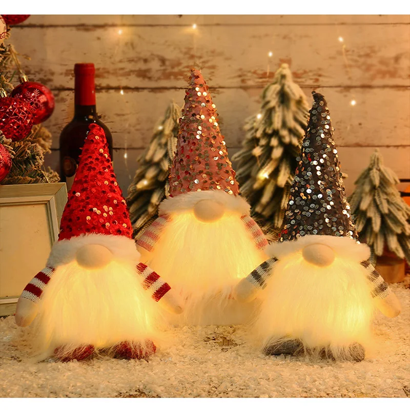 Christmas Glowing Faceless Dwarf Rudolf Doll Ornament Birthday Gift Children Toys For Boys Girl Faceless Dwarf Rudolf Doll