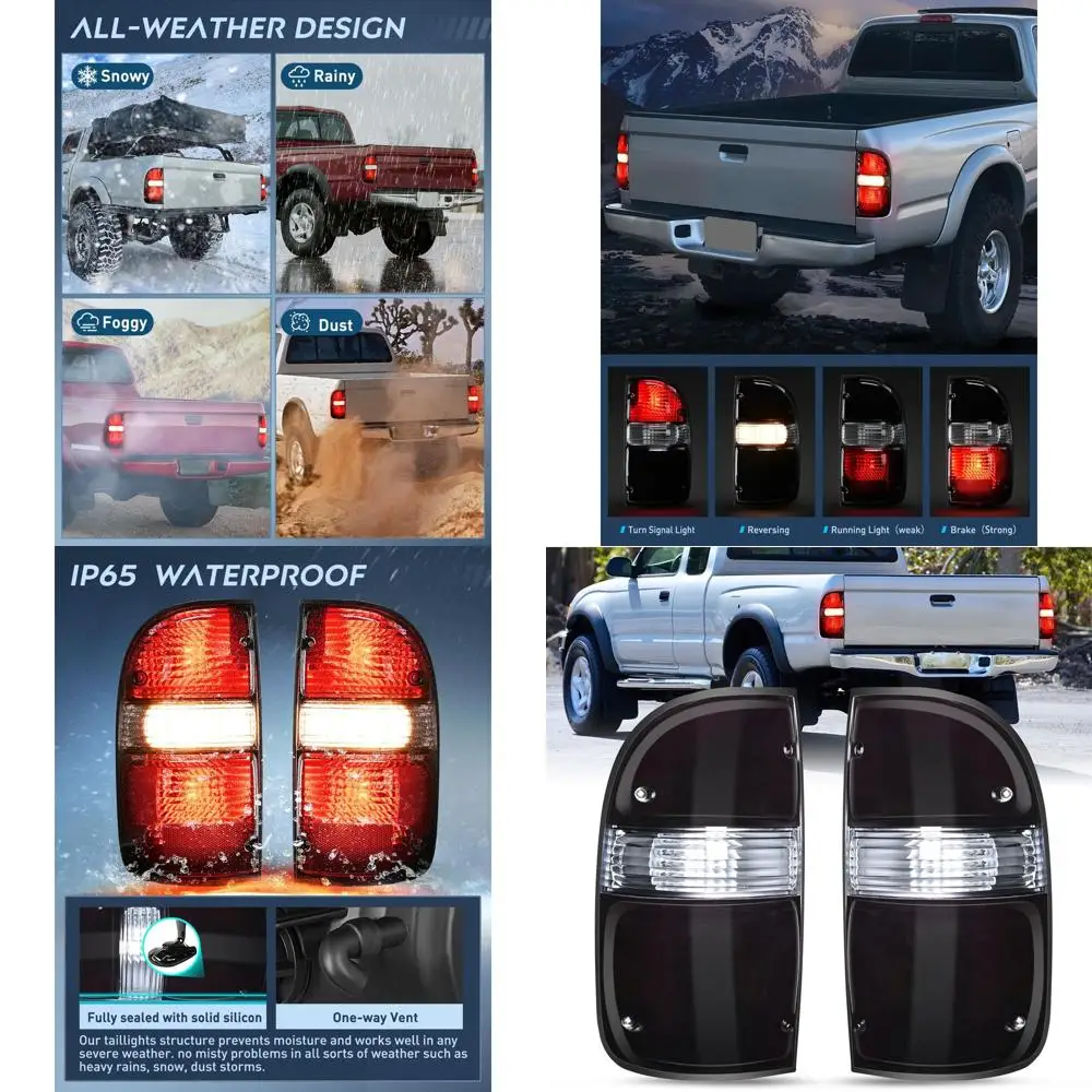 

2001-2004 Toyota Tacoma Dark Red Housing Tail Light Set, Driver & Passenger Side Replacement Assembly