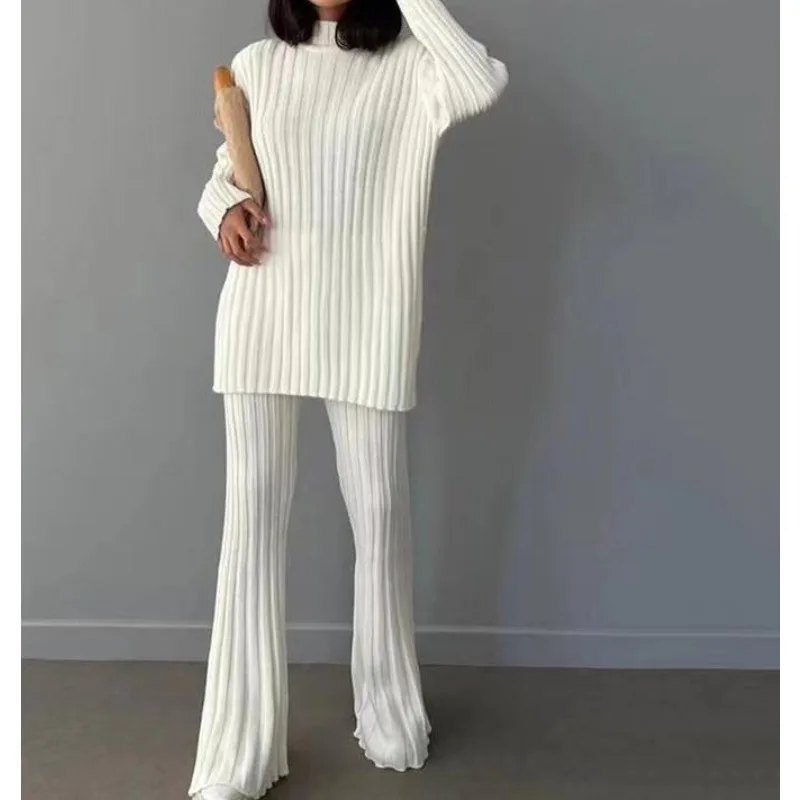 

2025 Autumn/Winter Hot-Selling Women's Top Set - Long-Sleeve Knitted Sweater with Trousers Set for Women