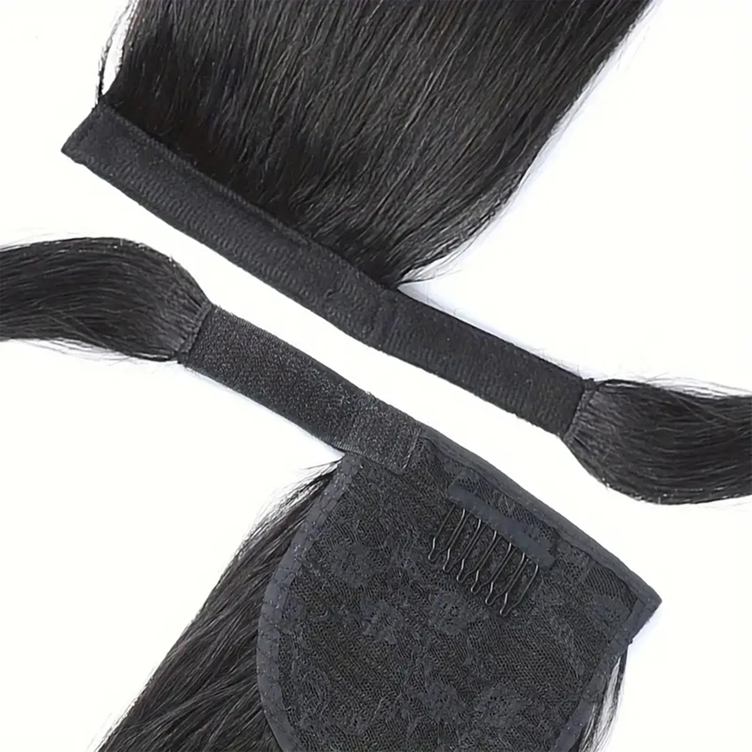 Estensione della coda di cavallo Avvolgente dritto Coda di cavallo Posticci per capelli umani Clip morbida naturale nell'estensione dei capelli Coda di cavallo per le donne