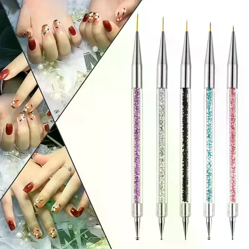 5Pcs Nails Art Dotting Pen Acrylic Drawing Liner Brush Rhinestone Gems Picker UV Gel Painting Manicure