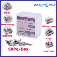 50 Uds EASYINSMILE matriz seccional Dental matrices de Metal contorneadas seccionales Tofflemire stuck S/M/L bandas de matriz herramientas de dentista