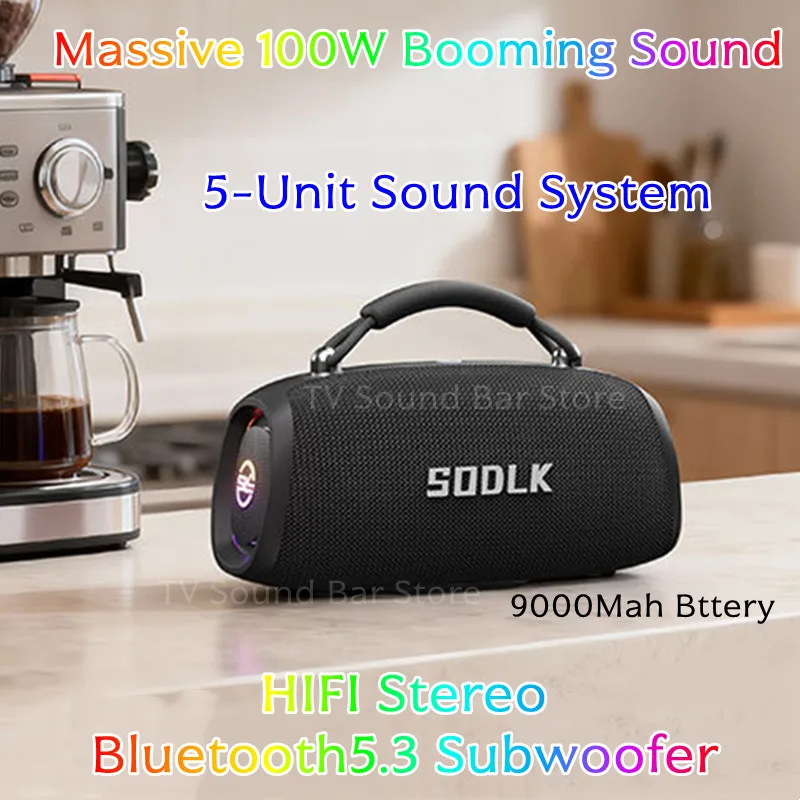 Беспроводной сабвуфер, портативный Bluetooth-динамик высокой мощности, TWS, басовая звуковая система Caixa De Som, 100 Вт, мощный Bluetooth SODLK T330