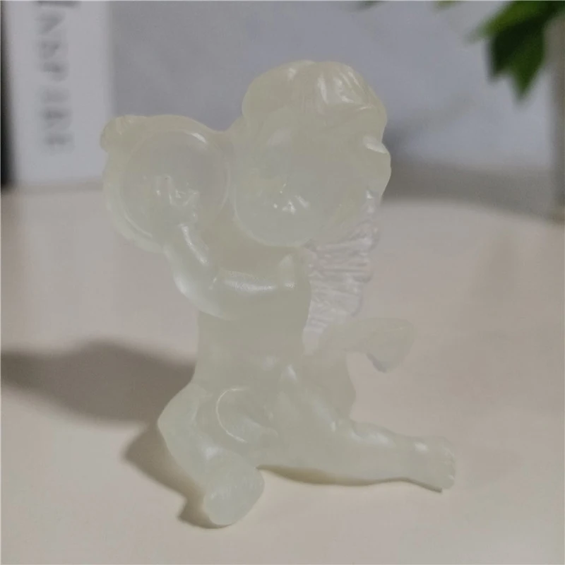 3 Style Glow In Dark Fairy Girl Angel Figurine Statues Sculpture Man-made Jade Stone Ornaments Wedding Home Decorative