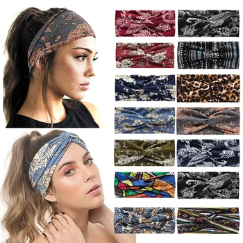 Bandeaux bohèmes à cheveux mode Femmes Bandeaux pour filles Bandeaux vintage en croix Turban Bandanas Anneaux Accessoires pour cheveux 12 meilleurs bandeaux en cuir vendus - No 3