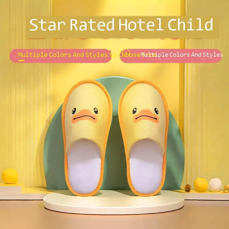 Children's Disposable Slippers Home Non Irritating Cartoon Shoes Thickened Non Slip Soles Soft Comfortable Plush Footwear