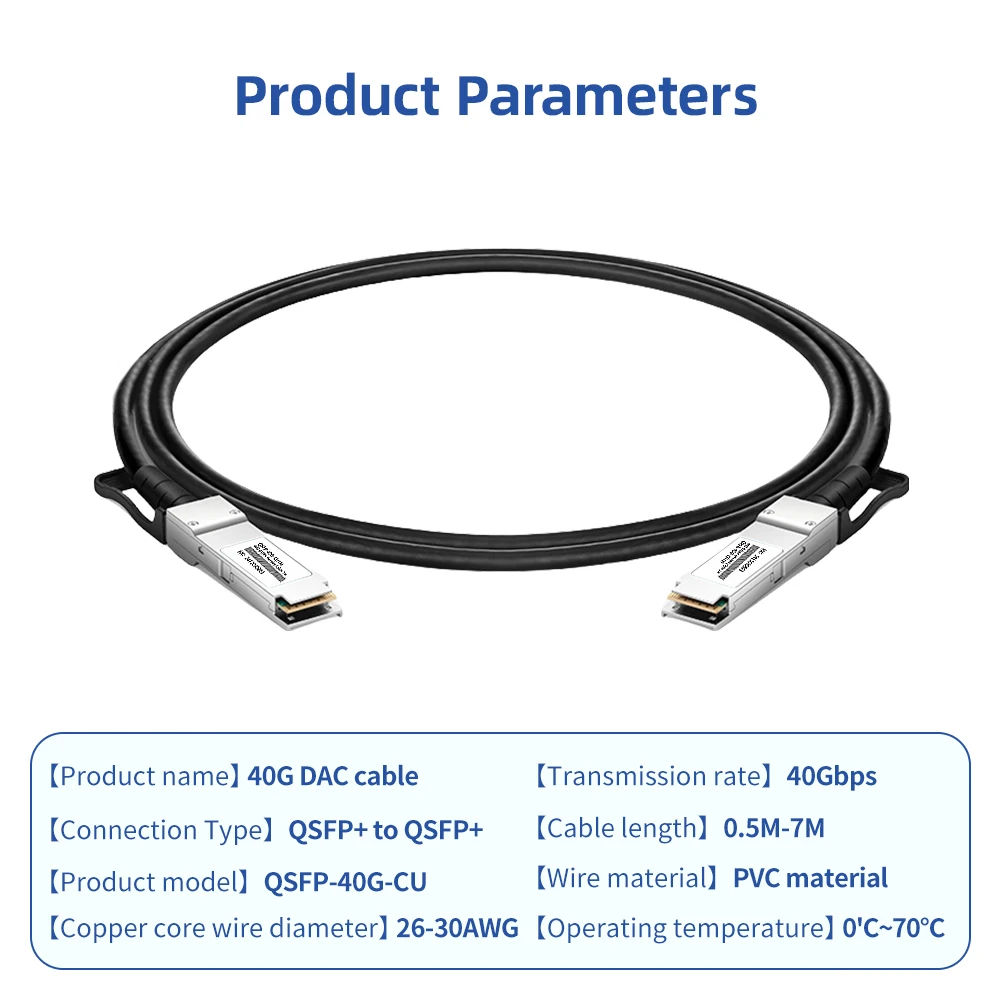 Cavo DAC HOOLNX 40G QSFP+, Twinax passivo in rame ad attacco diretto 0,5-7M, compatibile con Cisco, Huawei, HPE, Juniper, MikroTik, U